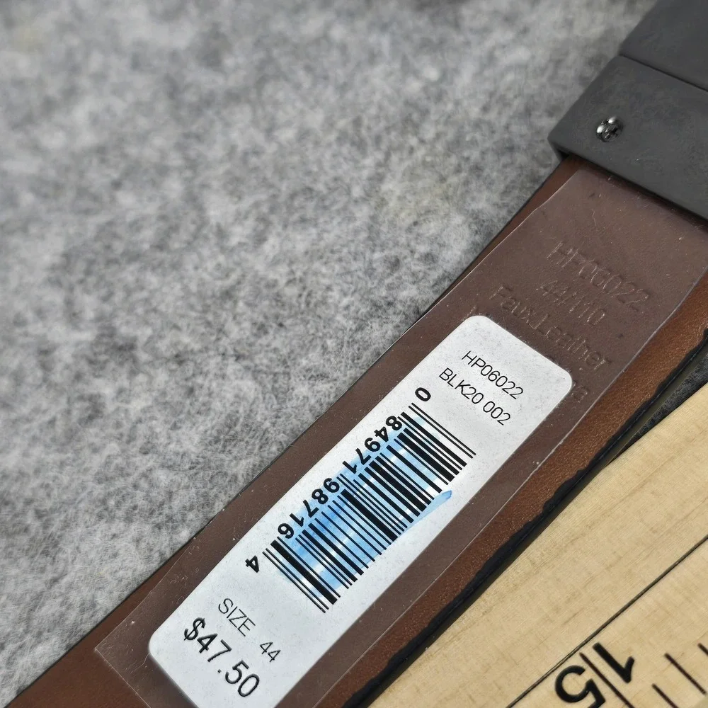 Perry‎ Ellis Belt Mens 44 Black Brown Reversible Faux Leather Dress Buckle